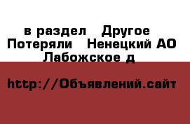  в раздел : Другое » Потеряли . Ненецкий АО,Лабожское д.